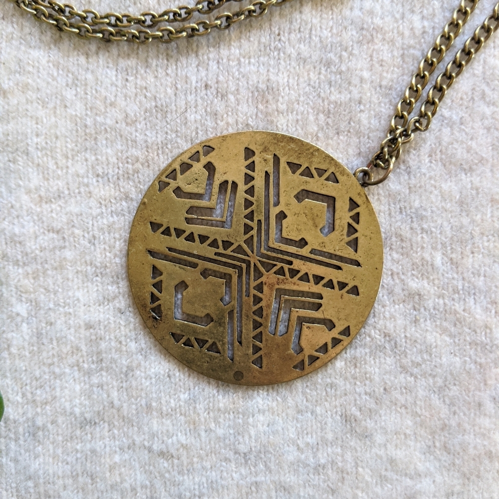 Aztec Inspired Boho Pendant Necklace - Picture 3 of 4